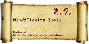 Mihálovits Ipoly névjegykártya